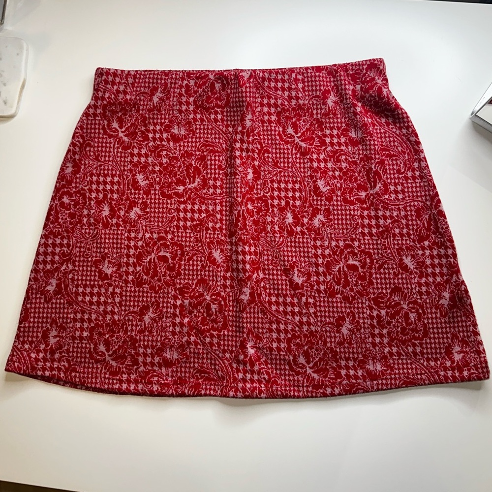 Urban Outfitters Red and white/pink mini skirt